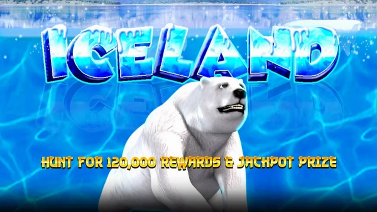 Interface do slot Iceland com tema de geleiras e luzes do norte
