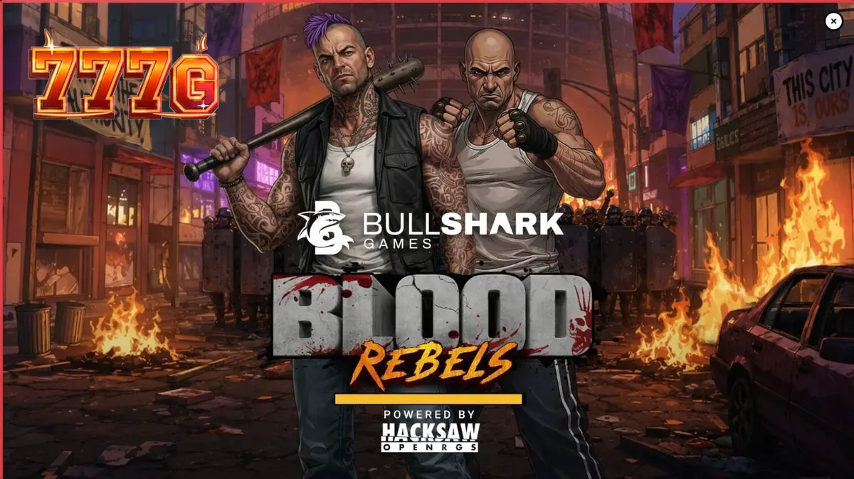Cena urbana e intensa do jogo de slot Blood Rebels com elementos de luta de rua