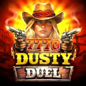Interface do jogo de slot Dusty Duel com tema de Velho Oeste